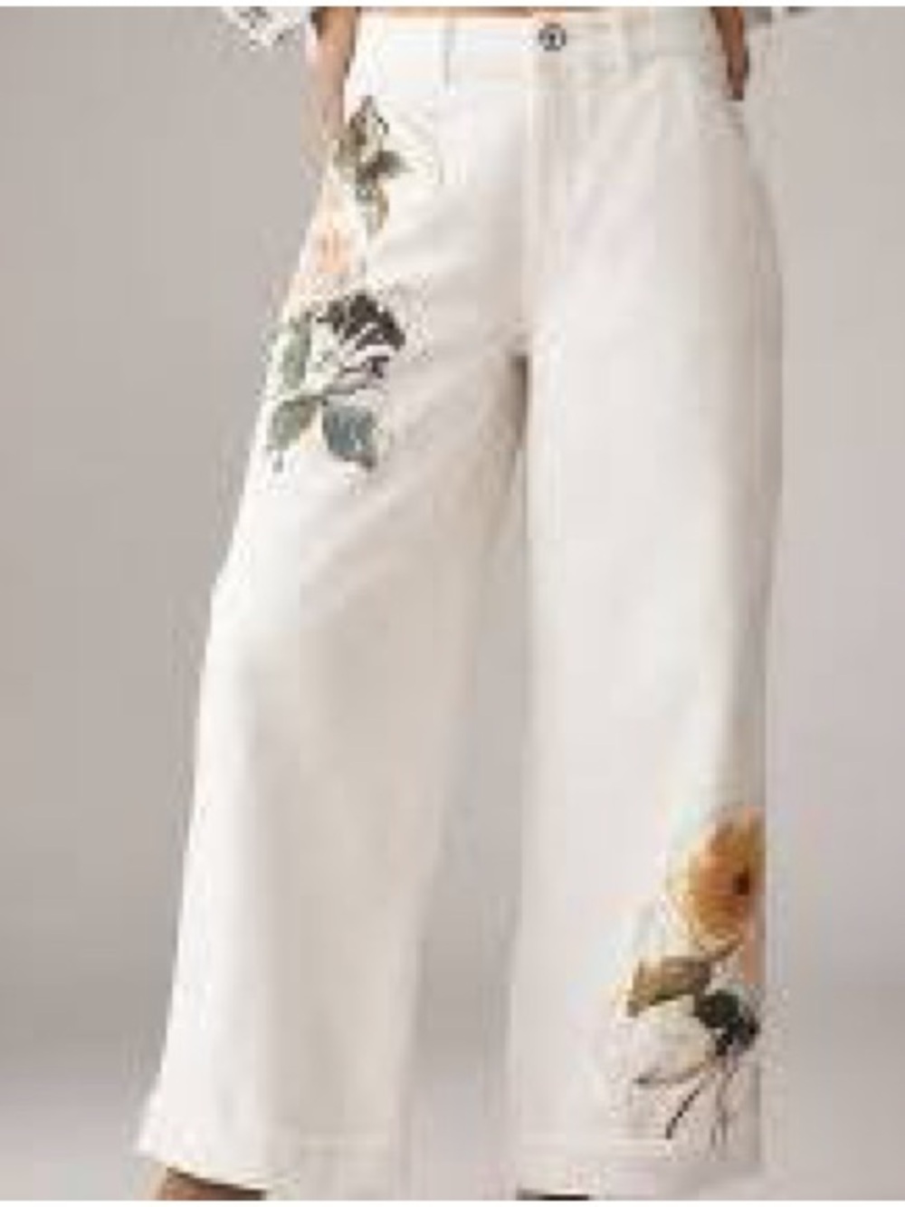 Leigh viner x Anthropologie pilcro relaxed cuff wide leg floral denim size 26